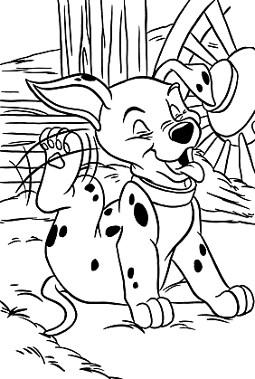 coloriage 101dalmatiens le chiot se gratte